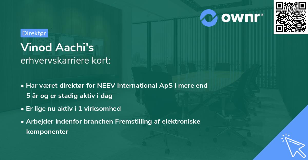 Vinod Aachi's erhvervskarriere kort