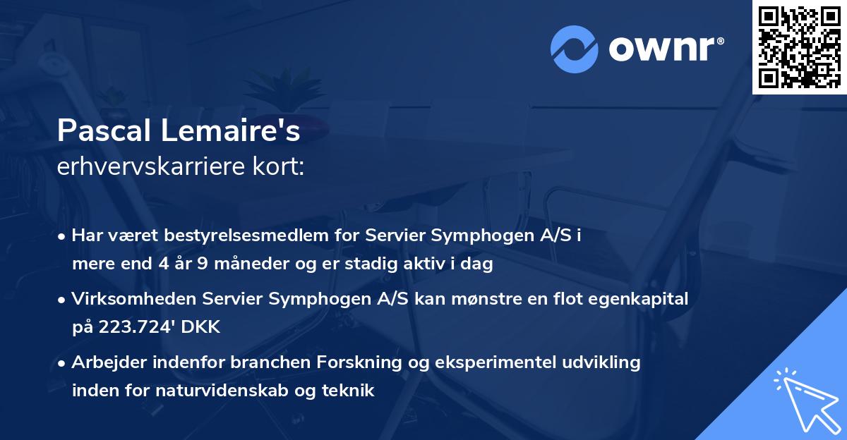 Pascal Lemaire's erhvervskarriere kort