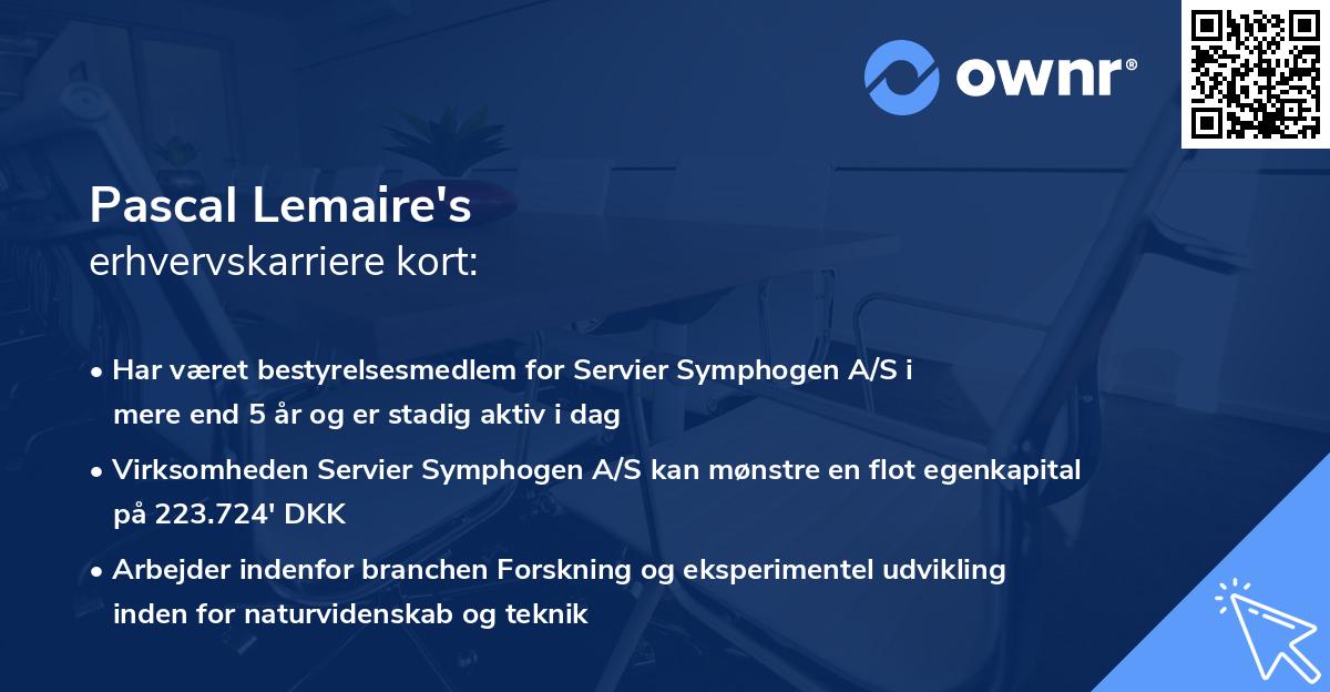 Pascal Lemaire's erhvervskarriere kort