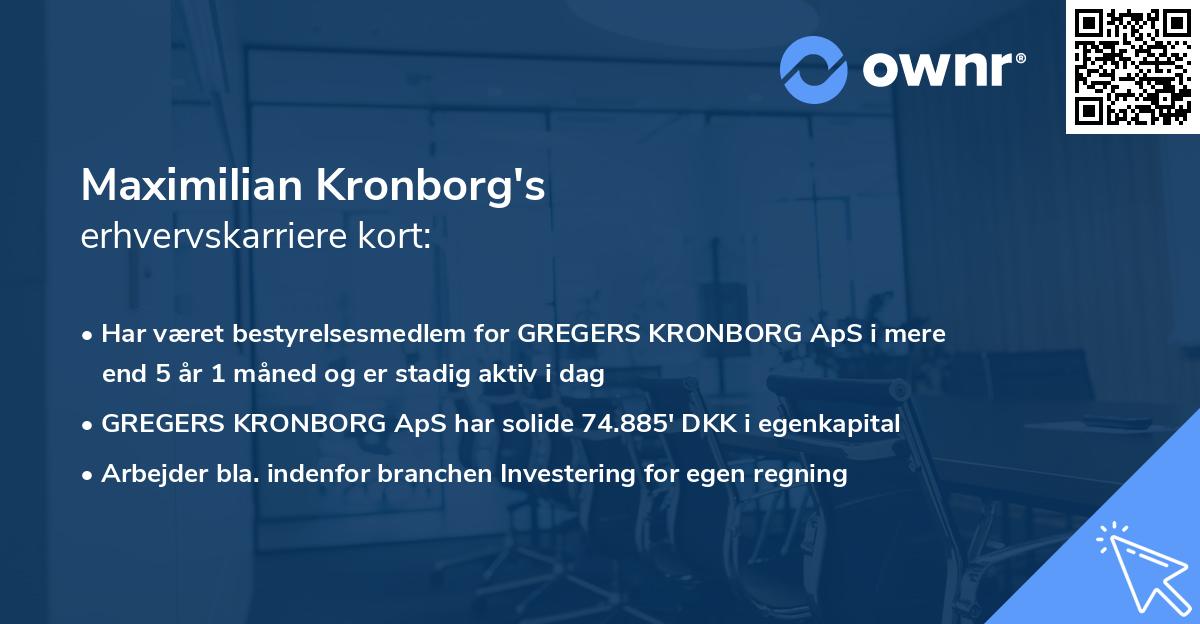Maximilian Kronborg's erhvervskarriere kort