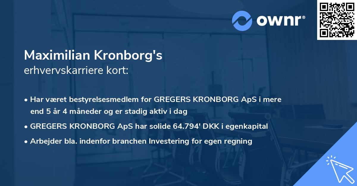 Maximilian Kronborg's erhvervskarriere kort