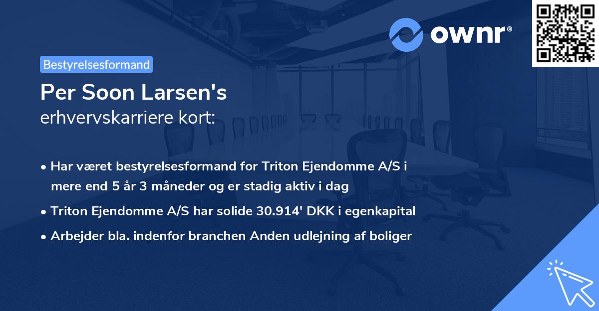 Per Soon Larsen's erhvervskarriere kort