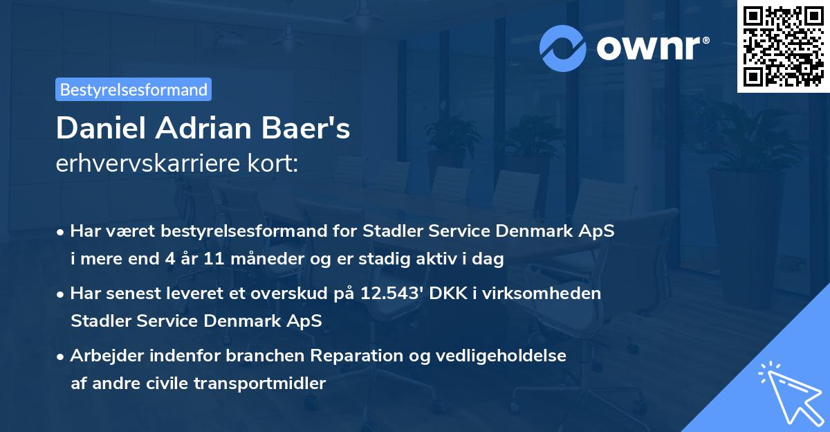 Daniel Adrian Baer's erhvervskarriere kort