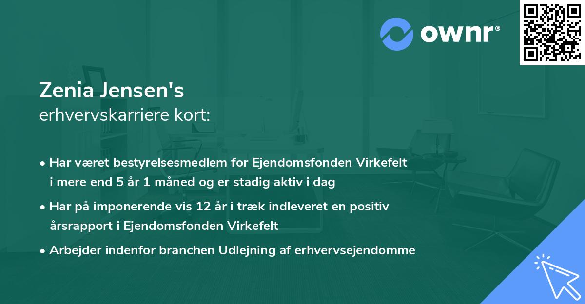 Zenia Jensen's erhvervskarriere kort