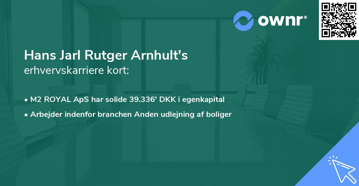 Hans Jarl Rutger Arnhult's erhvervskarriere kort