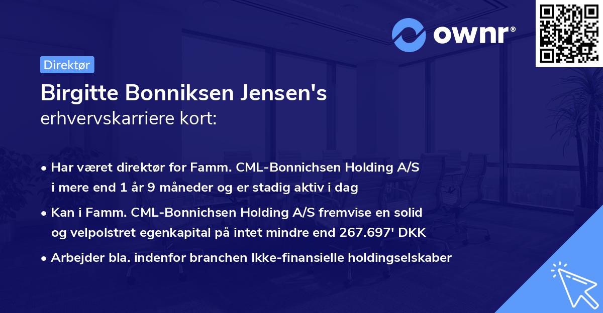 Birgitte Bonniksen Jensen's erhvervskarriere kort