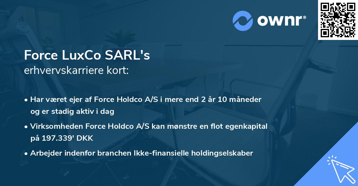 Force LuxCo SARL's erhvervskarriere kort