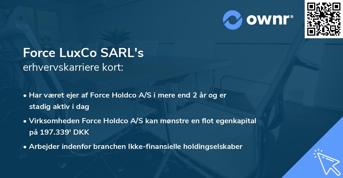 Force LuxCo SARL's erhvervskarriere kort