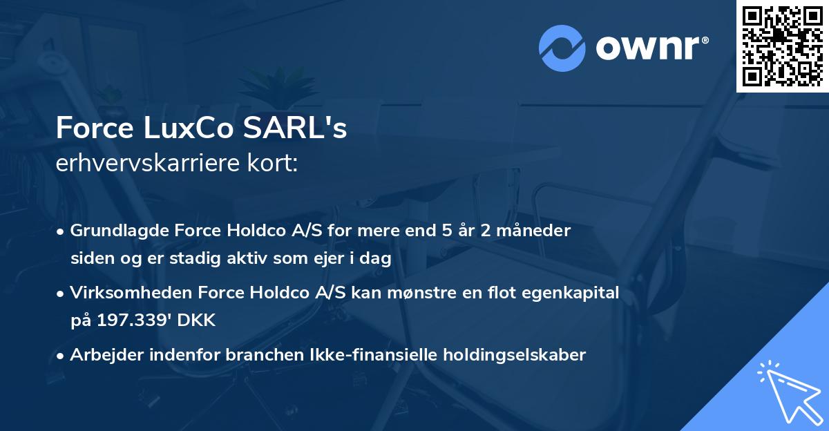 Force LuxCo SARL's erhvervskarriere kort