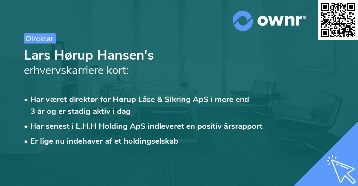 Lars Hørup Hansen's erhvervskarriere kort