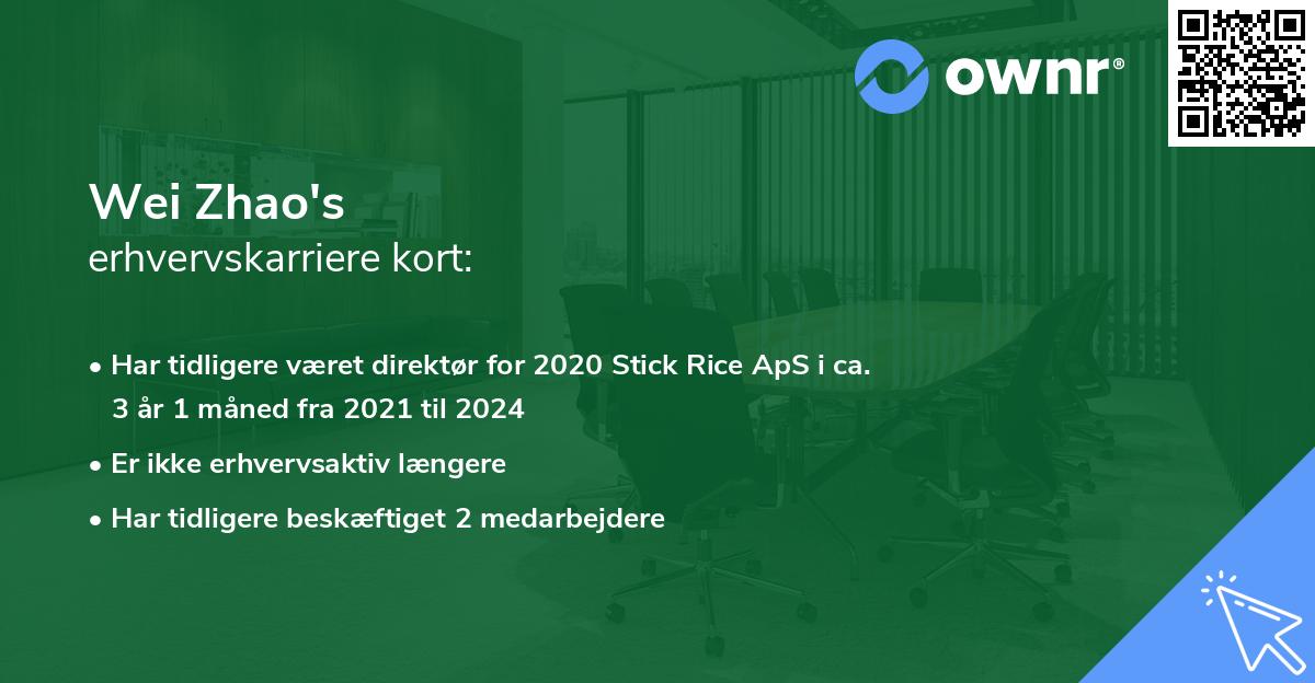 Wei Zhao's erhvervskarriere kort