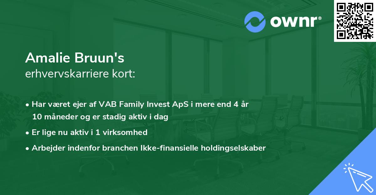 Amalie Bruun's erhvervskarriere kort