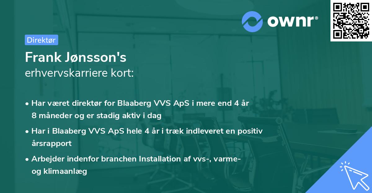 Frank Jønsson's erhvervskarriere kort