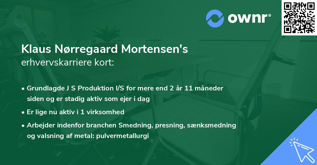 Klaus Nørregaard Mortensen's erhvervskarriere kort