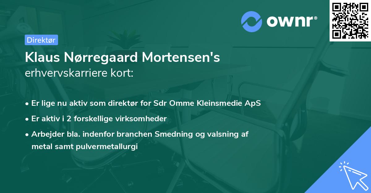 Klaus Nørregaard Mortensen's erhvervskarriere kort