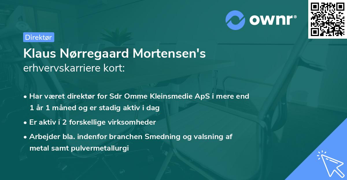 Klaus Nørregaard Mortensen's erhvervskarriere kort