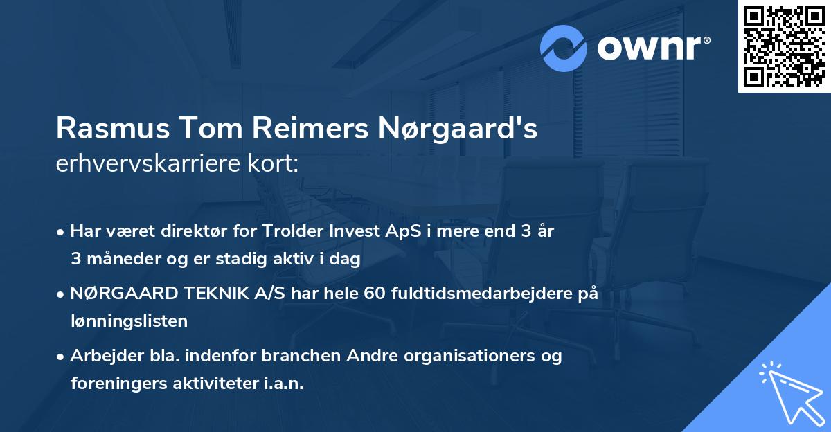 Rasmus Tom Reimers Nørgaard's erhvervskarriere kort