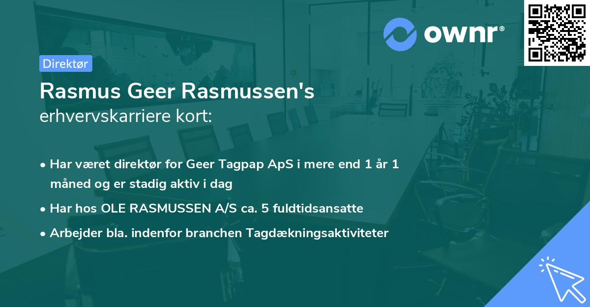 Rasmus Geer Rasmussen's erhvervskarriere kort