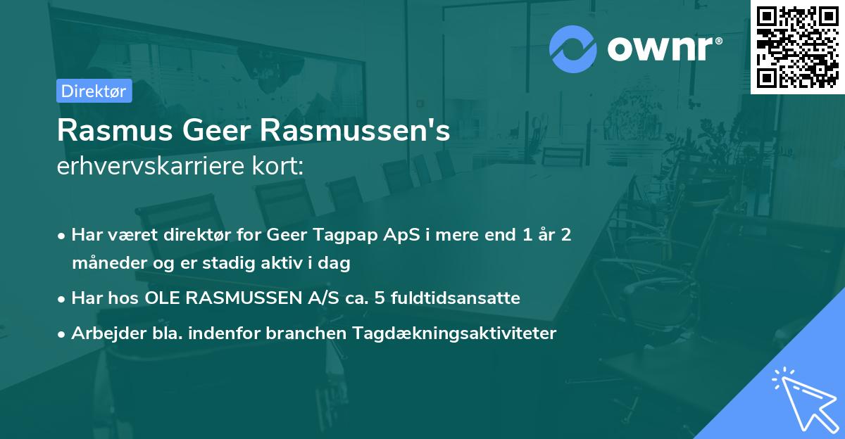 Rasmus Geer Rasmussen's erhvervskarriere kort