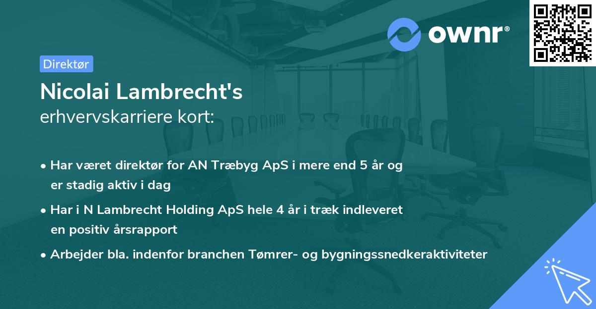 Nicolai Lambrecht's erhvervskarriere kort