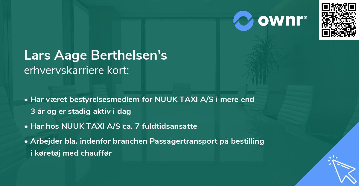 Lars Aage Berthelsen's erhvervskarriere kort