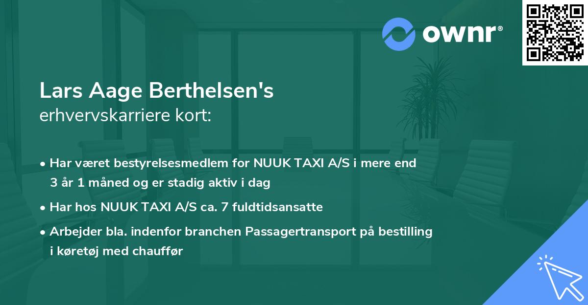 Lars Aage Berthelsen's erhvervskarriere kort