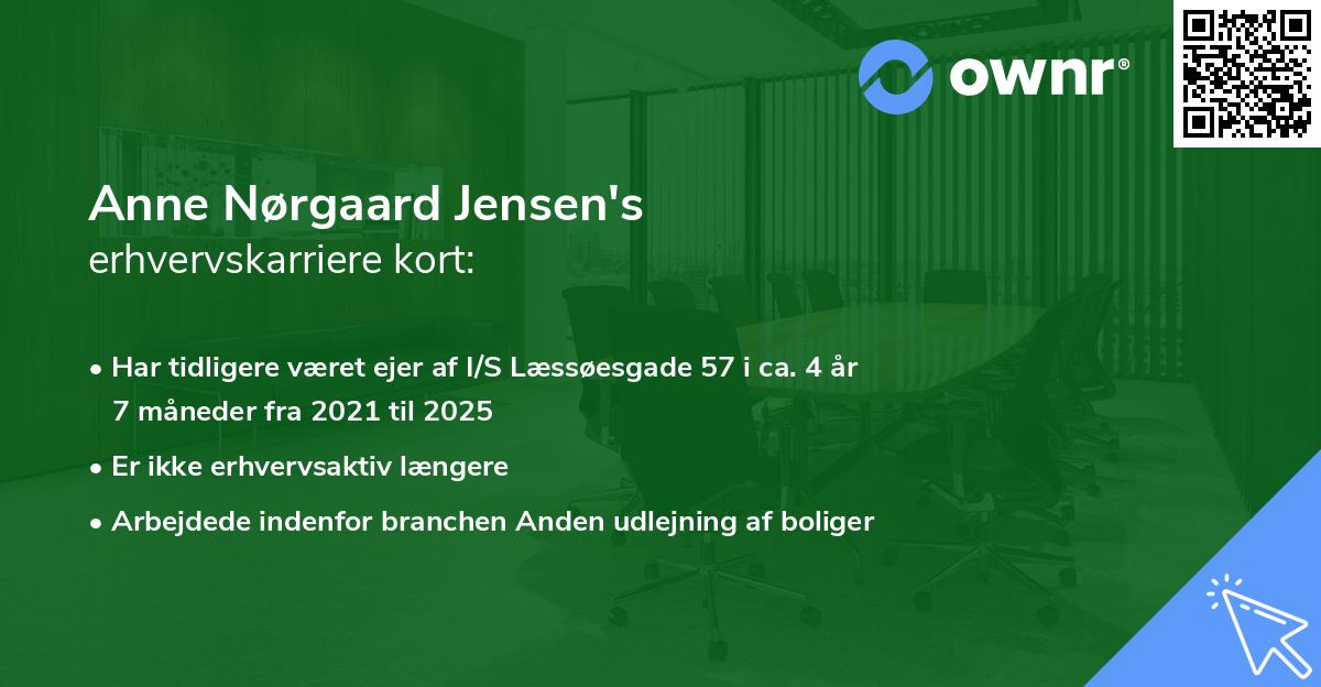 Anne Nørgaard Jensen's erhvervskarriere kort