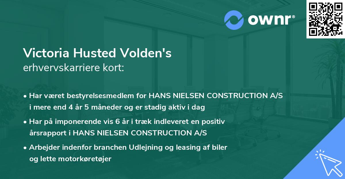 Victoria Husted Volden's erhvervskarriere kort