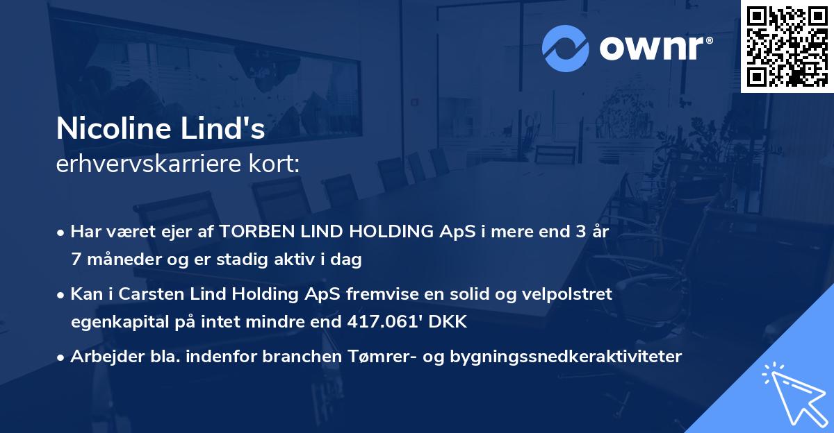 Nicoline Lind's erhvervskarriere kort