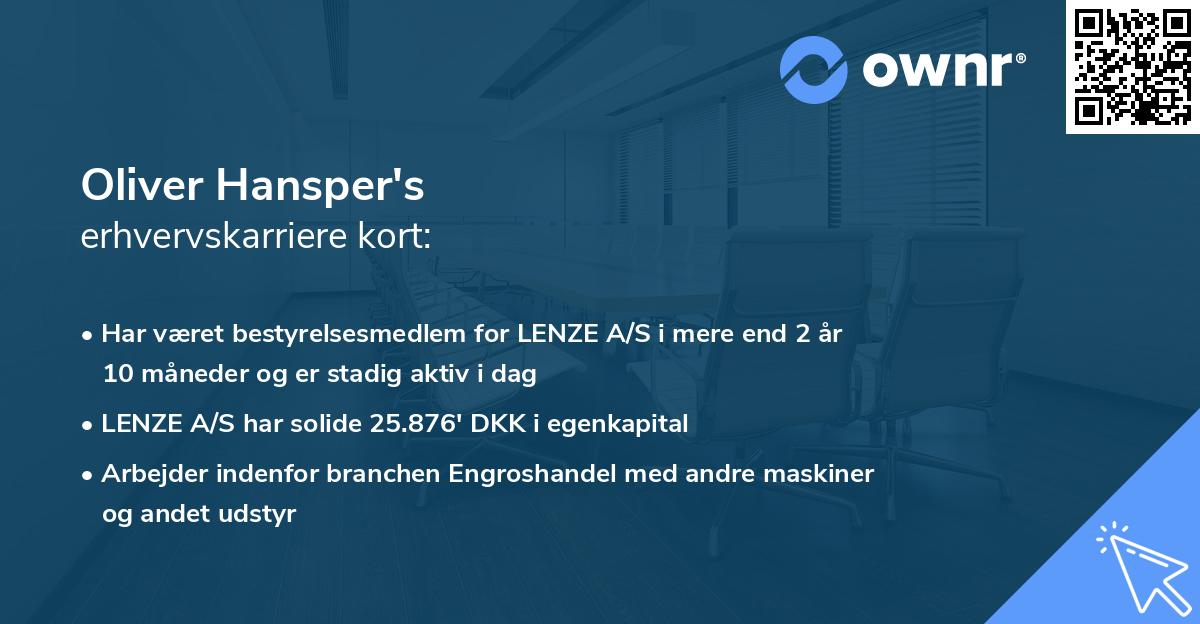 Oliver Hansper's erhvervskarriere kort