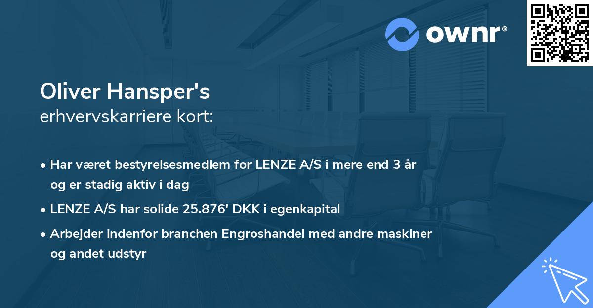 Oliver Hansper's erhvervskarriere kort