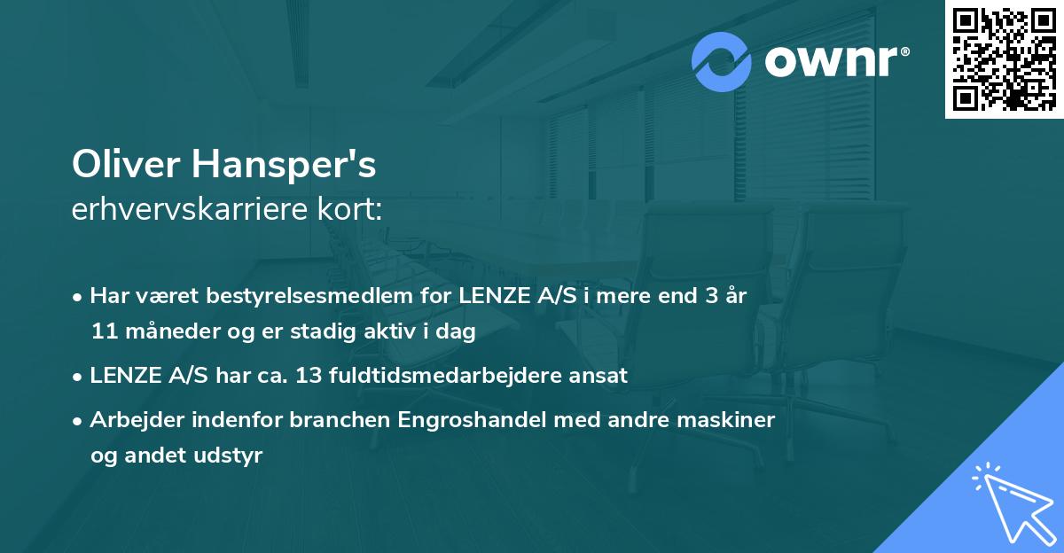 Oliver Hansper's erhvervskarriere kort