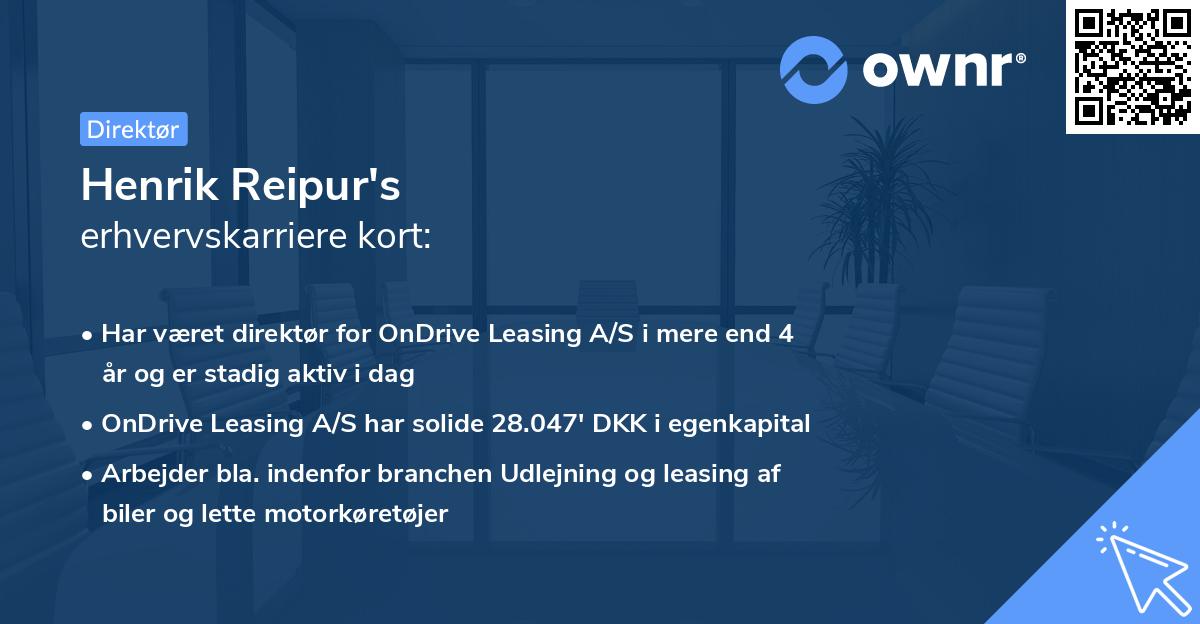 Henrik Reipur's erhvervskarriere kort