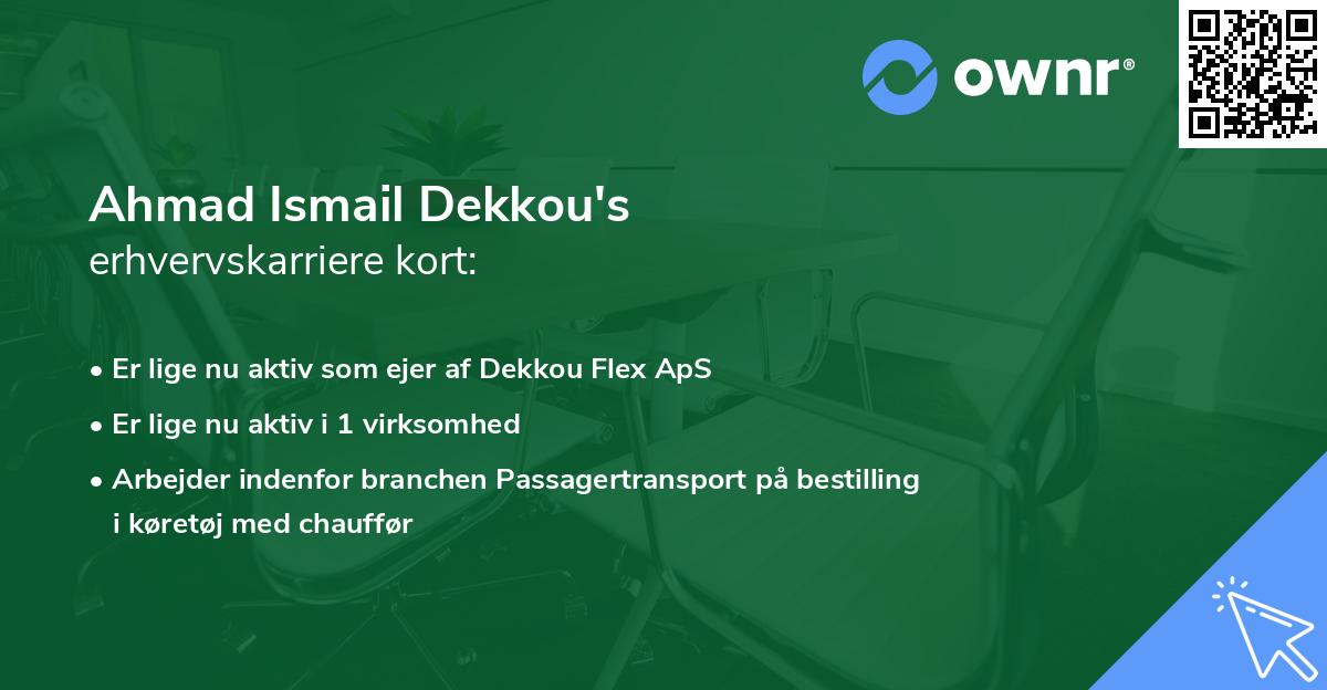 Ahmad Ismail Dekkou's erhvervskarriere kort