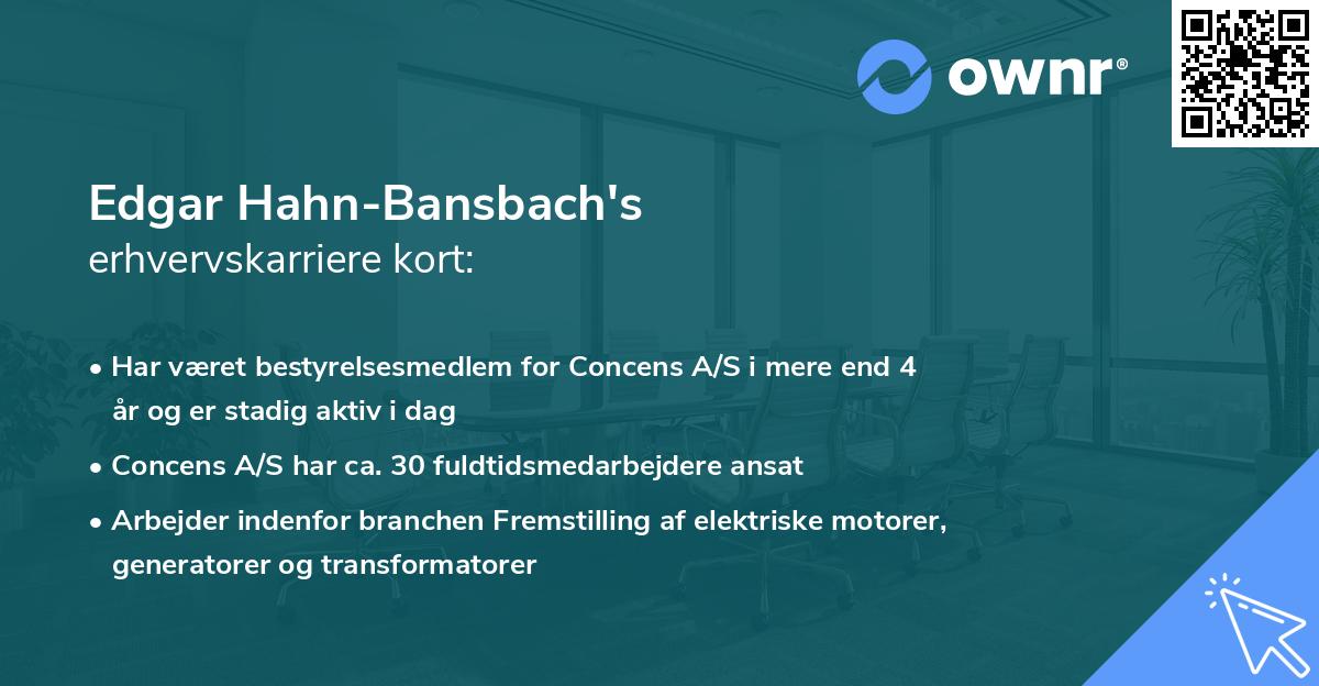 Edgar Hahn-Bansbach's erhvervskarriere kort