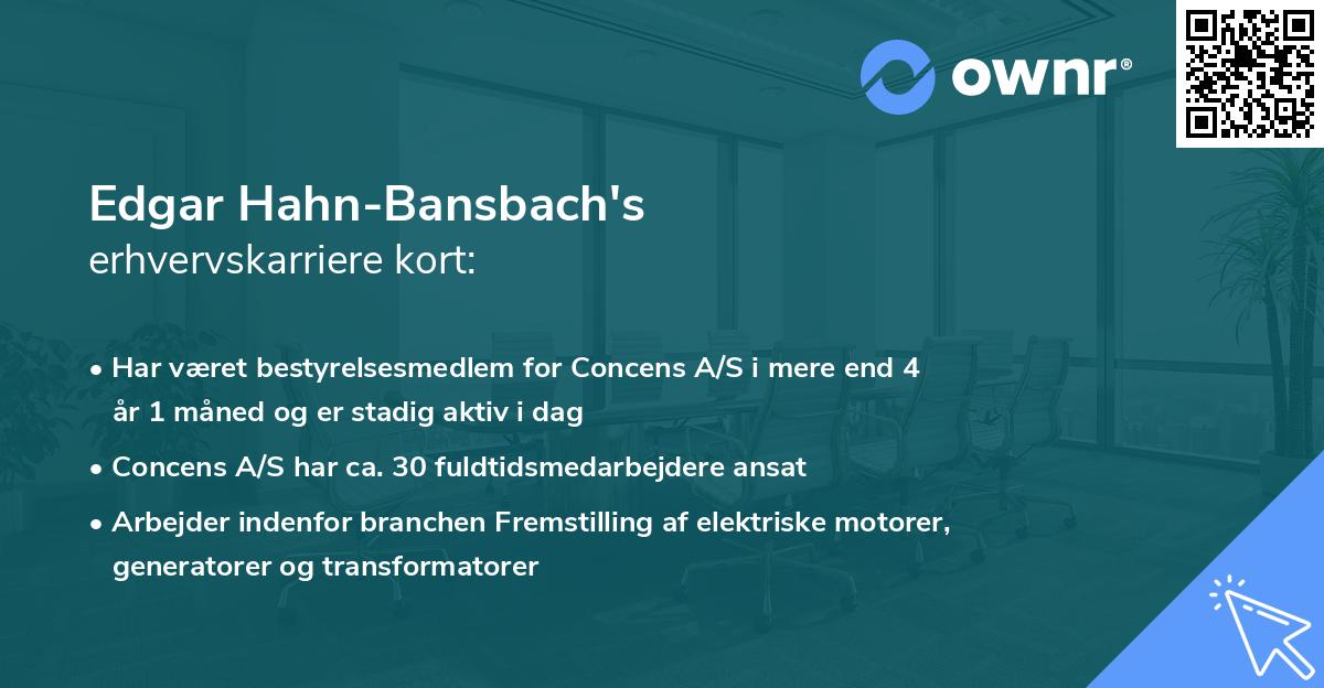 Edgar Hahn-Bansbach's erhvervskarriere kort