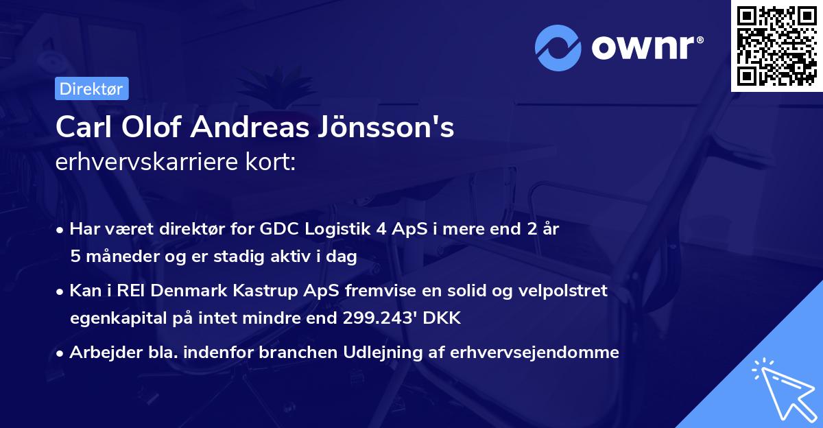 Carl Olof Andreas Jönsson's erhvervskarriere kort