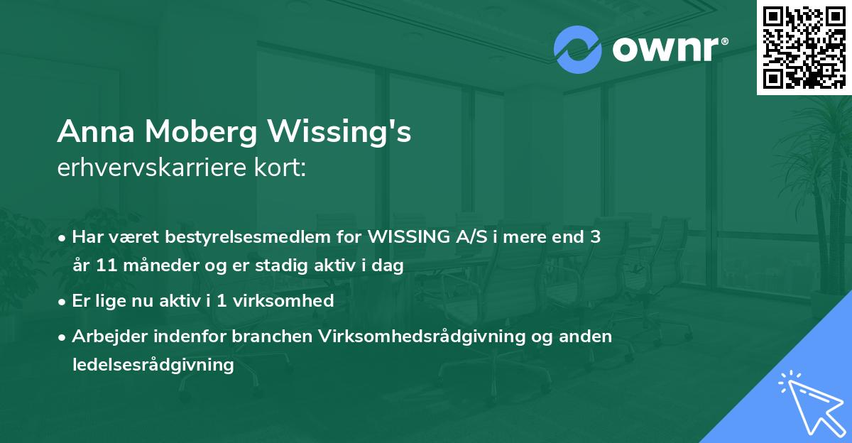 Anna Moberg Wissing's erhvervskarriere kort