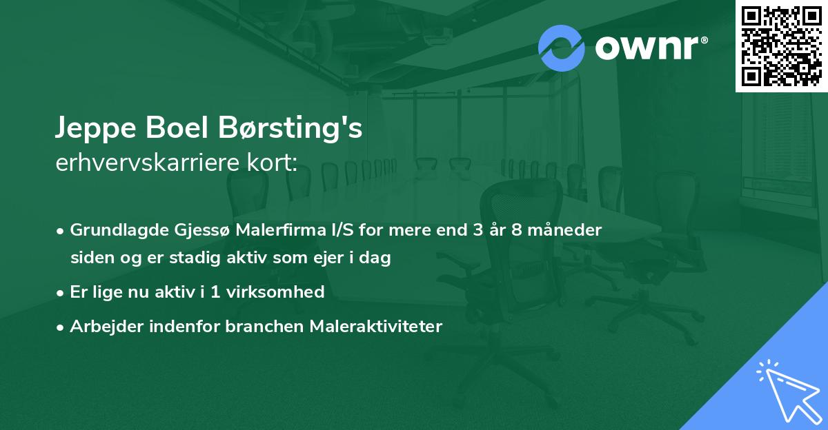 Jeppe Boel Børsting's erhvervskarriere kort