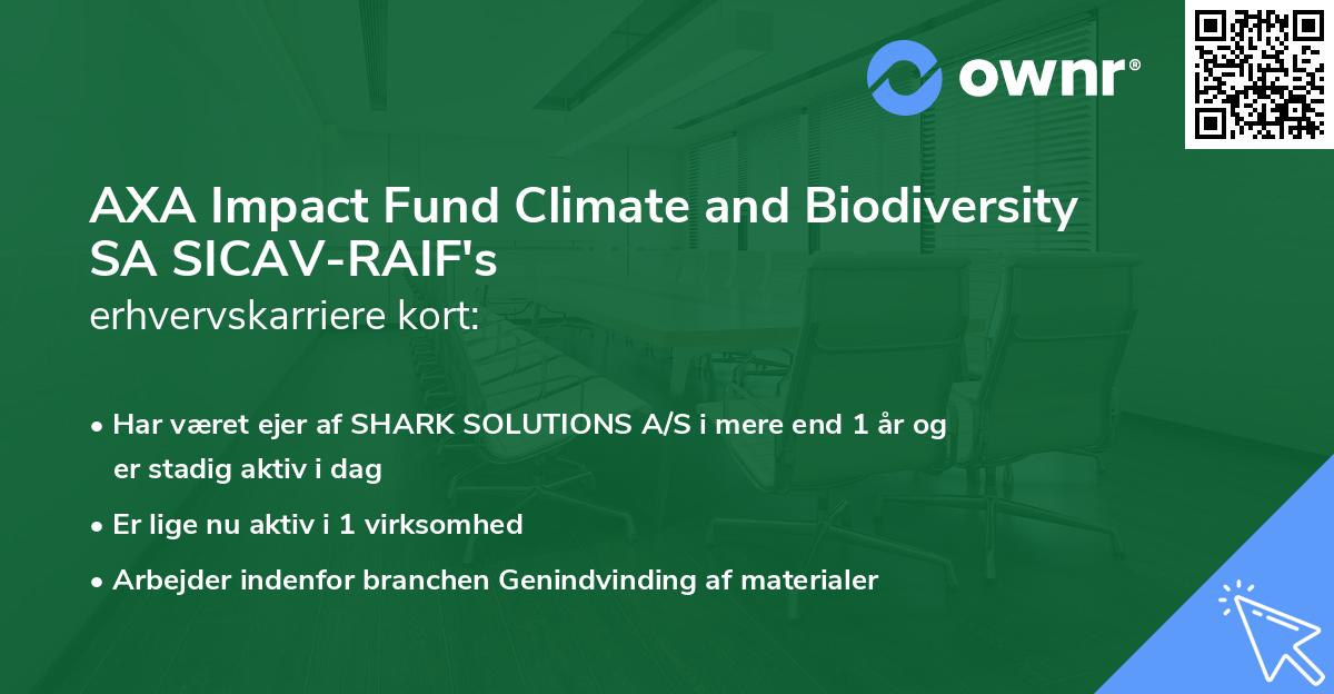AXA Impact Fund Climate and Biodiversity SA SICAV-RAIF's erhvervskarriere kort