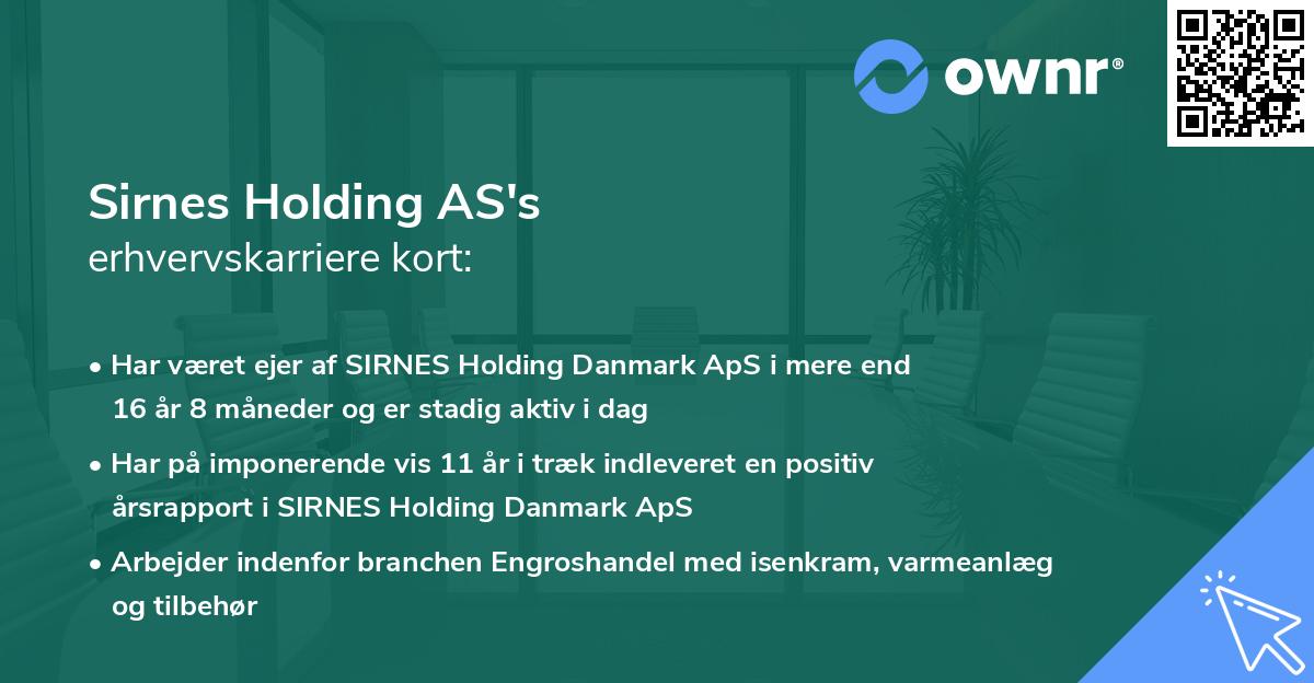 Sirnes Holding AS's erhvervskarriere kort