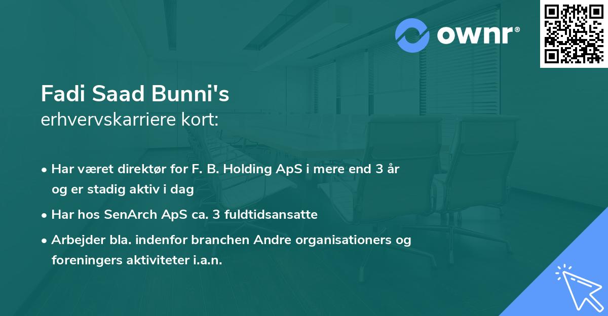 Fadi Saad Bunni's erhvervskarriere kort
