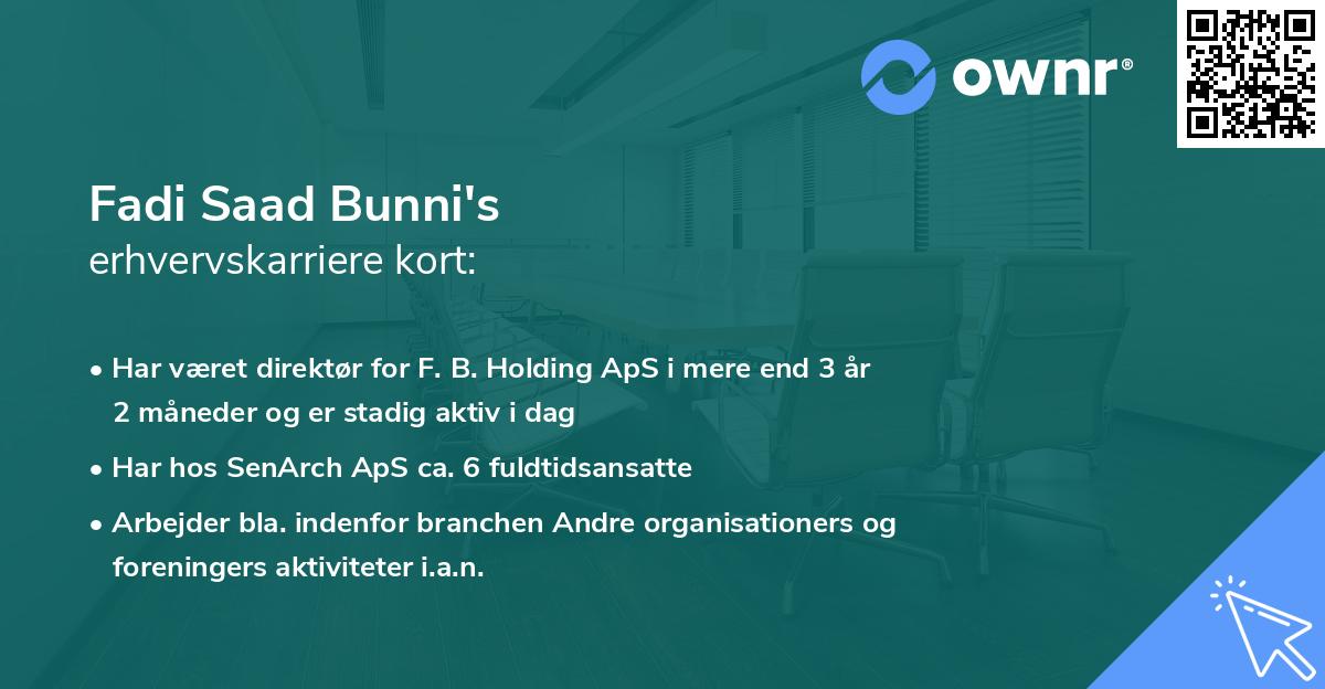 Fadi Saad Bunni's erhvervskarriere kort