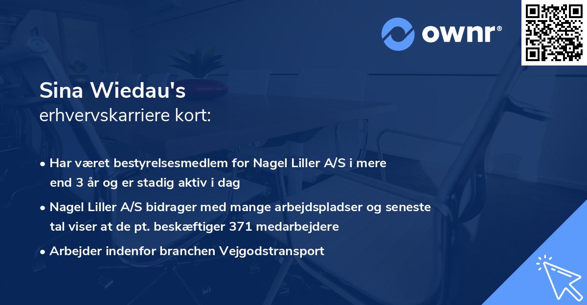 Sina Wiedau's erhvervskarriere kort