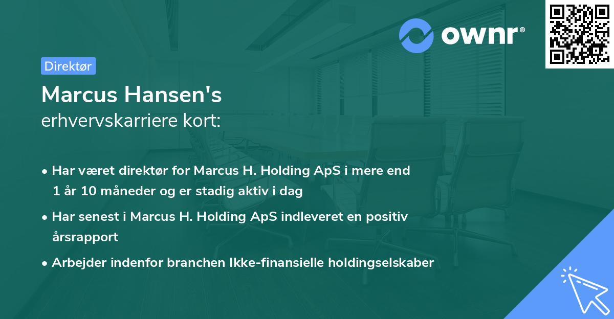 Marcus Hansen's erhvervskarriere kort