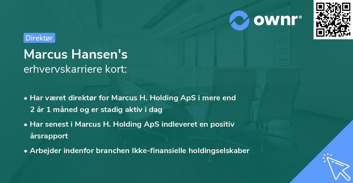 Marcus Hansen's erhvervskarriere kort