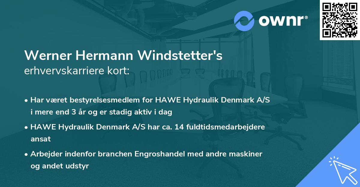 Werner Hermann Windstetter's erhvervskarriere kort