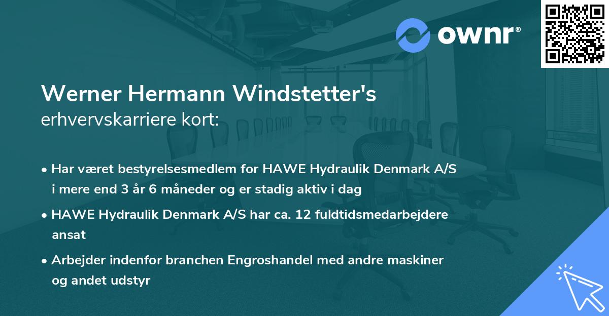 Werner Hermann Windstetter's erhvervskarriere kort