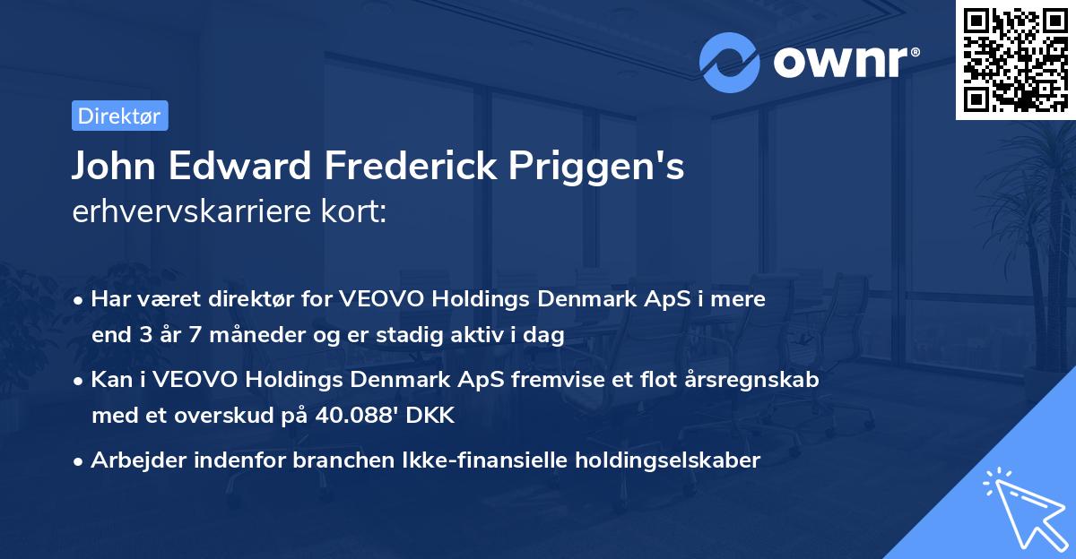 John Edward Frederick Priggen's erhvervskarriere kort