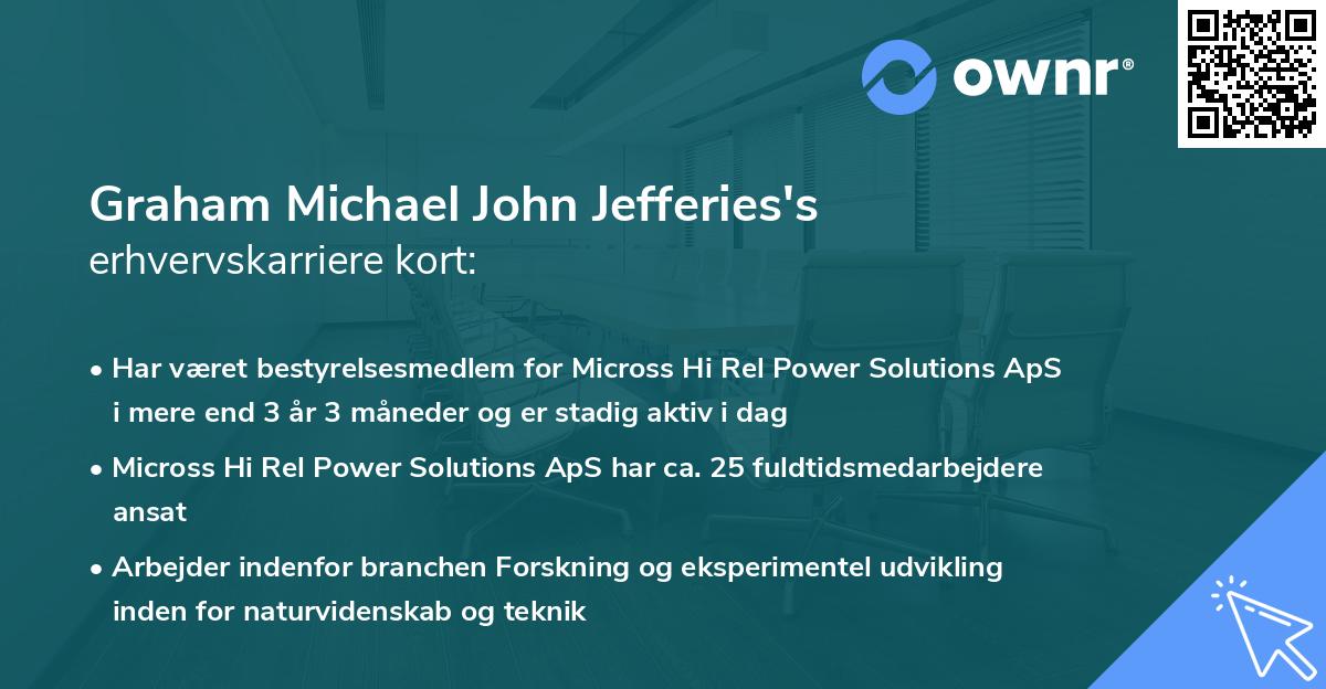 Graham Michael John Jefferies's erhvervskarriere kort